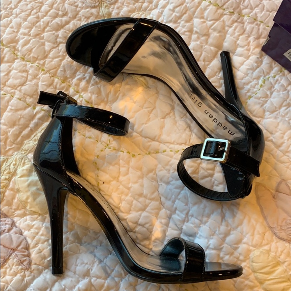 Madden Girl black patent sandal heel